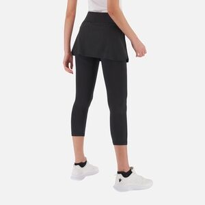 New Balance Black Skirt Cropped Leggings Mid Rise Modest Activewear Size Medium